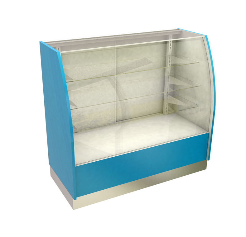 VITRINA CURVA C/2 ENTREPAÑOS DE CRISTAL FDM327