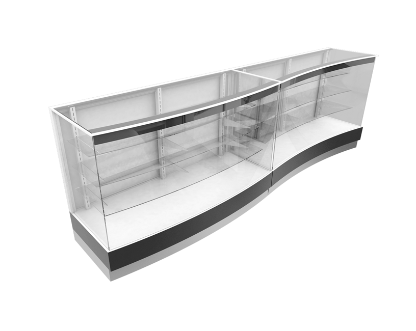 VITRINA TIPO OLA CONCAVA/CONVEXA C/ILUMINACION FDM332