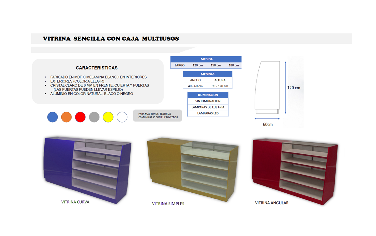 VITRINA SENCILLA CON CAJA MULTIUSOS FDM344