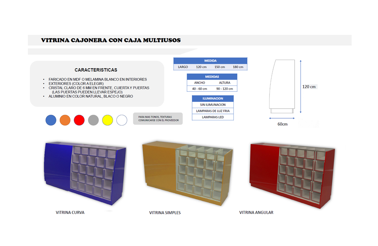 VITRINA CAJONERA CON CAJA MULTIUSOS FDM346