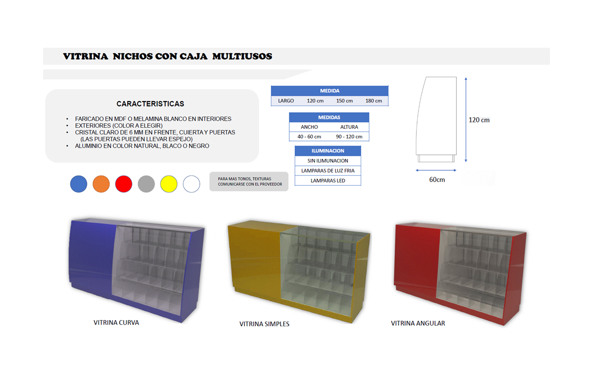 VITRINA NICHOS CON CAJA MULTIUSOS FDM347