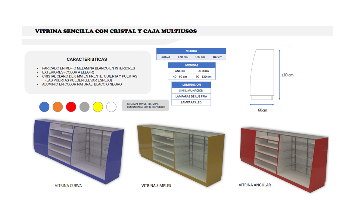 VITRINA SENCILLA CON CRISTAL Y CAJA MULTIUSOS FDM348