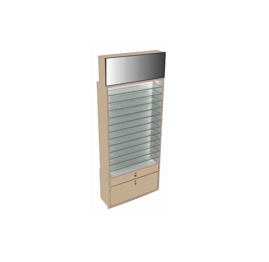 EXHIBIDOR DE PARED ILUMINADO CON ALMACENAMIENTO Y CERRADURAS FDM440