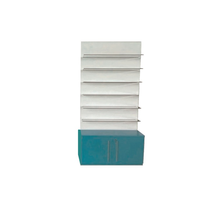 EXHIBIDOR DE PARED CON ENTREPAÑOS DE CRISTAL FDM443