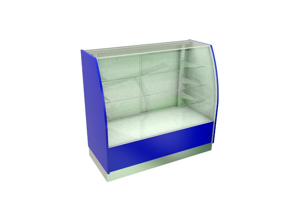 VITRINA CURVA C/2 ENTREPAÑOS DE CRISTAL DE 6MM FDM445