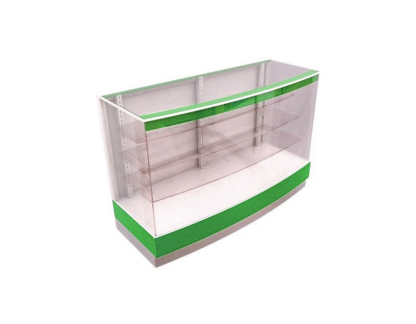 VITRINA TIPO OLA CONCAVA C/ ILUMINACION FDM448