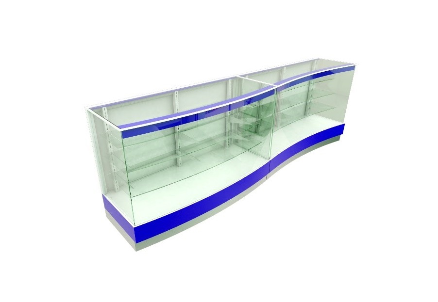 VITRINA TIPO OLA CONCAVA/CONVEXA C/ILUMINACION FDM450