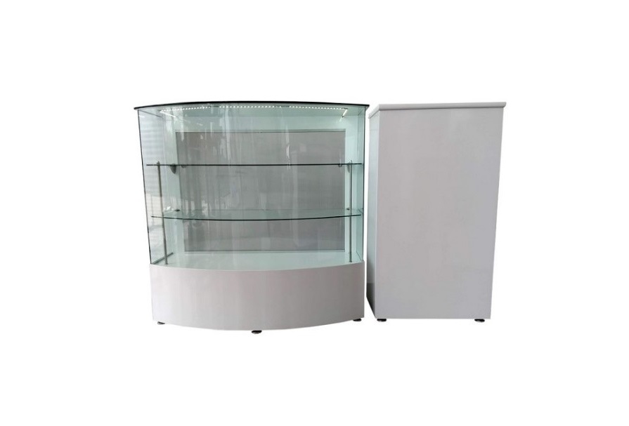 MOSTRADOR CON EXHIBIDOR DE CRISTAL Y CAJONERA SEPARADA FDM470