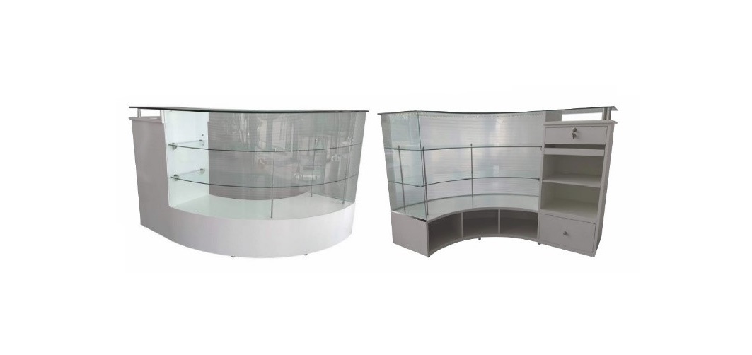 MOSTRADOR CURVO CON VITRINA EXHIBIDORA FDM473