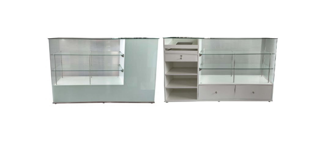 MOSTRADOR CRISTAL COLOR BLANCO ILUMINACION LED FDM476
