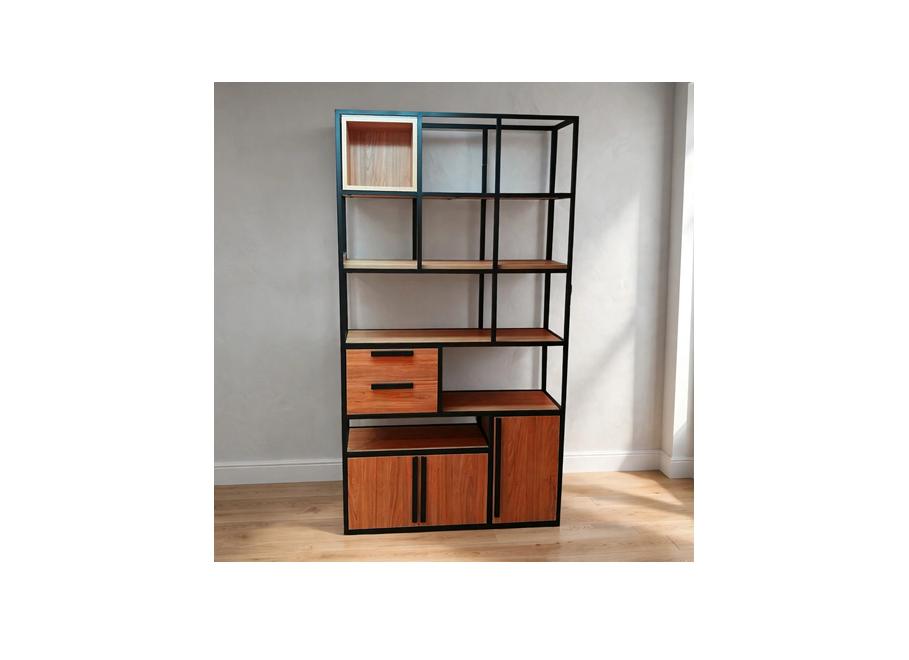 ESTANTERIA CON CAJONES Y PUERTAS CUBO MOVIBLE FDM495